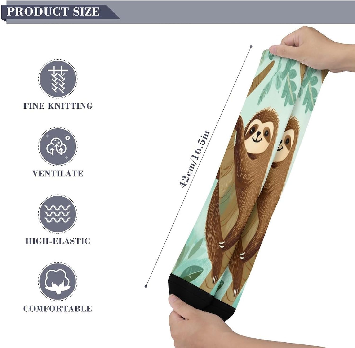 Hug Tree Sloth Mid-Calf Socks Women Warm Knee High Socks Cozy Hiking Skiing Soft Boot Mid Calf Stocking Unisex