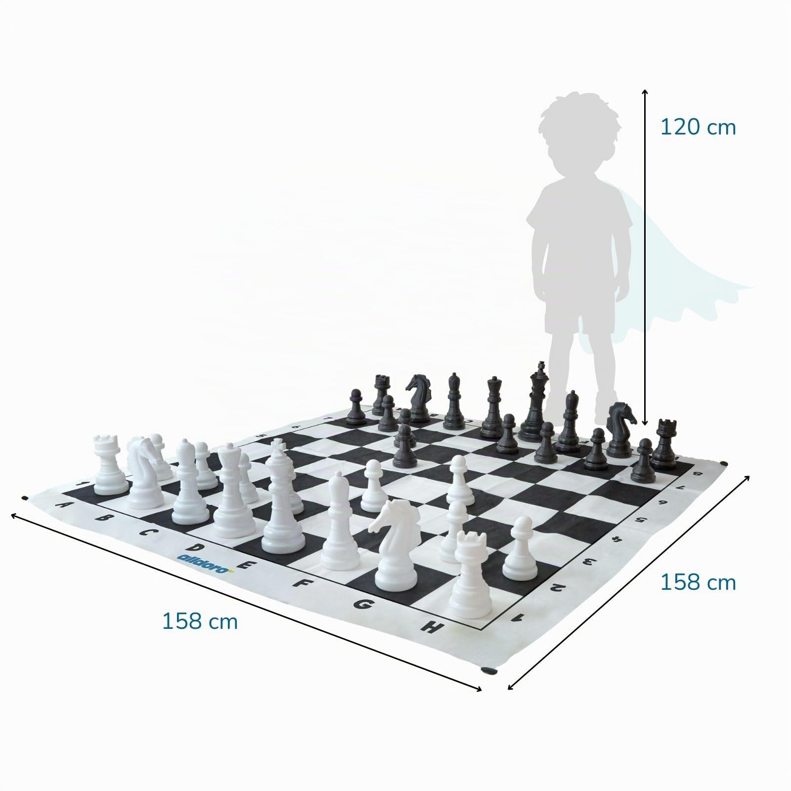 Alldoro 60080 Jeu d'échecs de Jardin 32 pièces avec Sac de Transport et Tapis