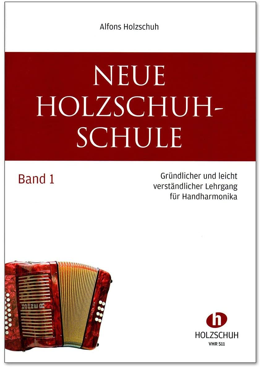 Neue Holzschuh Schule Band 1 von Alfons Holzschuh - Lehrgang für Handharmonika mit bunter herzförmiger Notenklammer