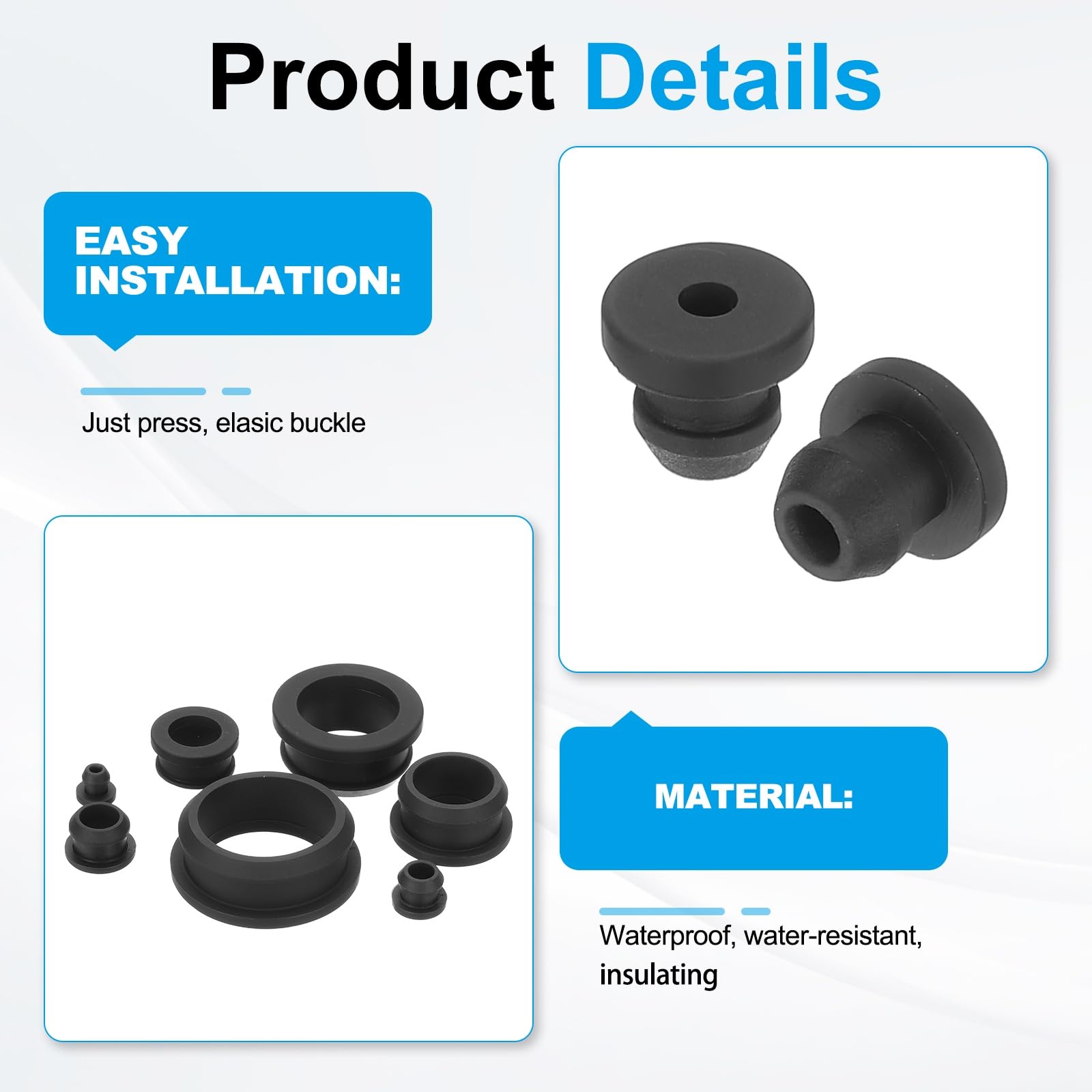 PATIKIL 18pcs Wire Grommet,4.5mm Mounting Dia Plastic Grommets Cable Snap Bushing Cable Mounting Hose Bushing Grommet Protector Fasteners Locking Silicone for Wire Cable Hose Black - Image 3