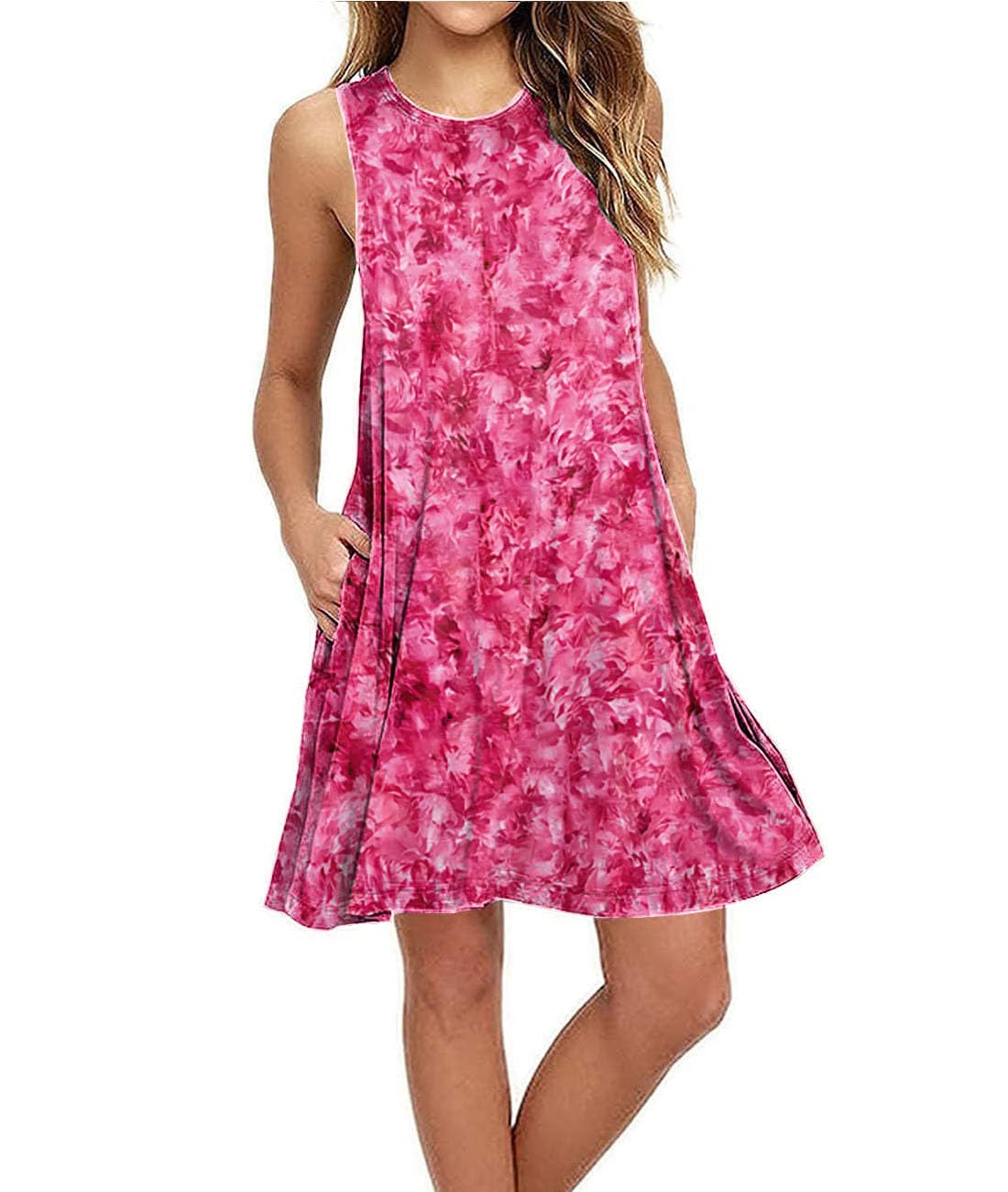 Summer Dresses for Women Casual Sleeveless Swing Sundress with Pockets