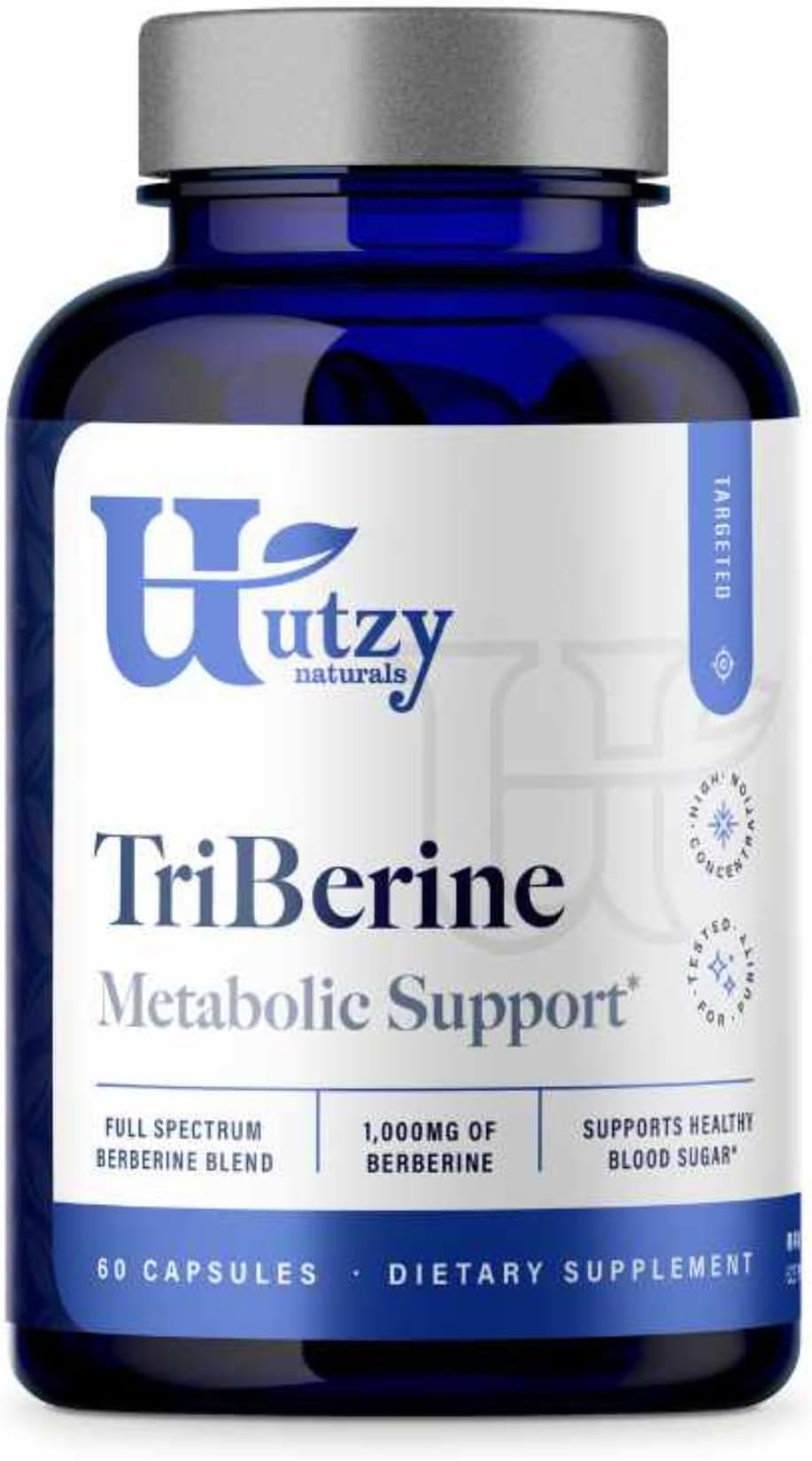 Berberine 1,000 mg Triple Source Full Spectrum Blend, Indian Barberry + Coptis + Oregon Grape Root, Metabolic & Cardiovascular Support, 60 Vegetarian Capsules — TriBerine by Utzy Naturals