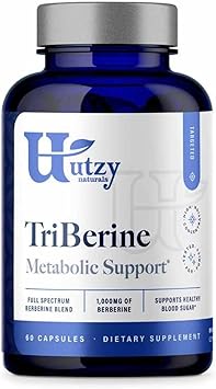 Berberine 1,000 mg Triple Source Full Spectrum Blend, Indian Barberry + Coptis + Oregon Grape Root, Metabolic & Cardiovascular Support, 60 Vegetarian Capsules TriBerine by Utzy Naturals