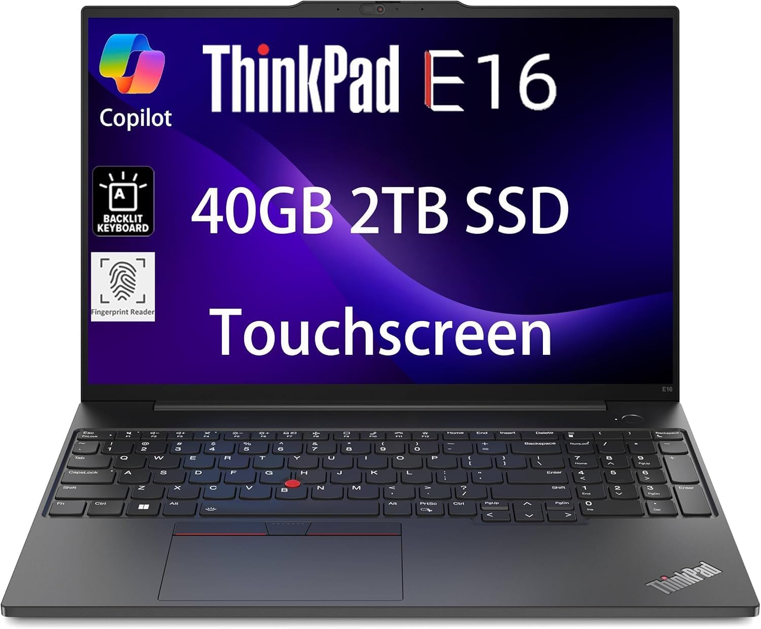Lenovo ThinkPad E16 Business Laptop (16" FHD+ Touchscreen, AMD Ryzen 5 7530U, 40GB RAM, 2TB SSD, (8-Core Beat i7-1165G7)) Fingerprint, Backlit, FHD Webcam, Ethernet, WiFi 6, Win 11 Pro, Black