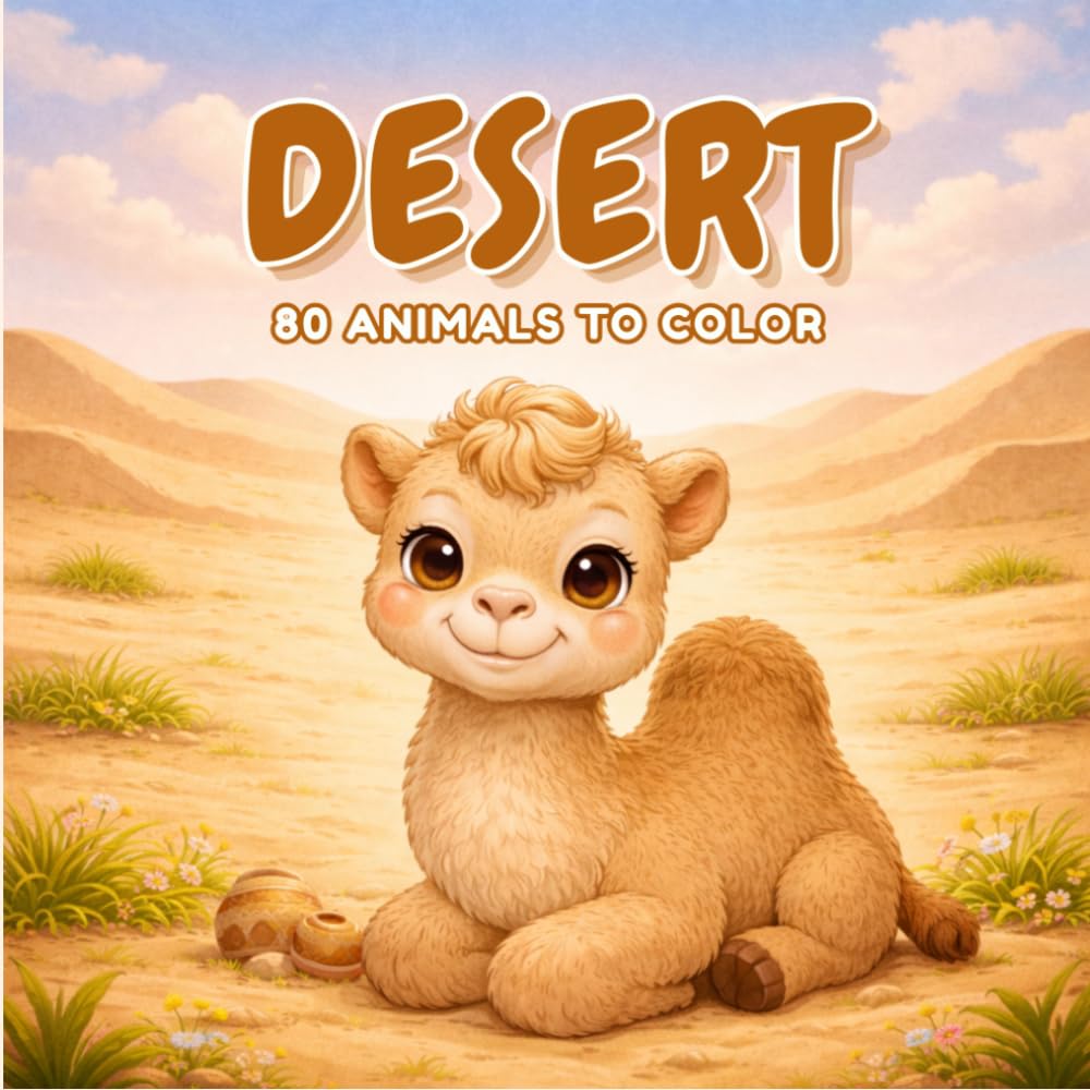 Desert – Coloring Book (ages 3+) | Over 80 educational drawings to discover and colour: camels, lizards, cacti and more: 80 simple and fun coloring ... skills, ideal for kids (The World of Animals)