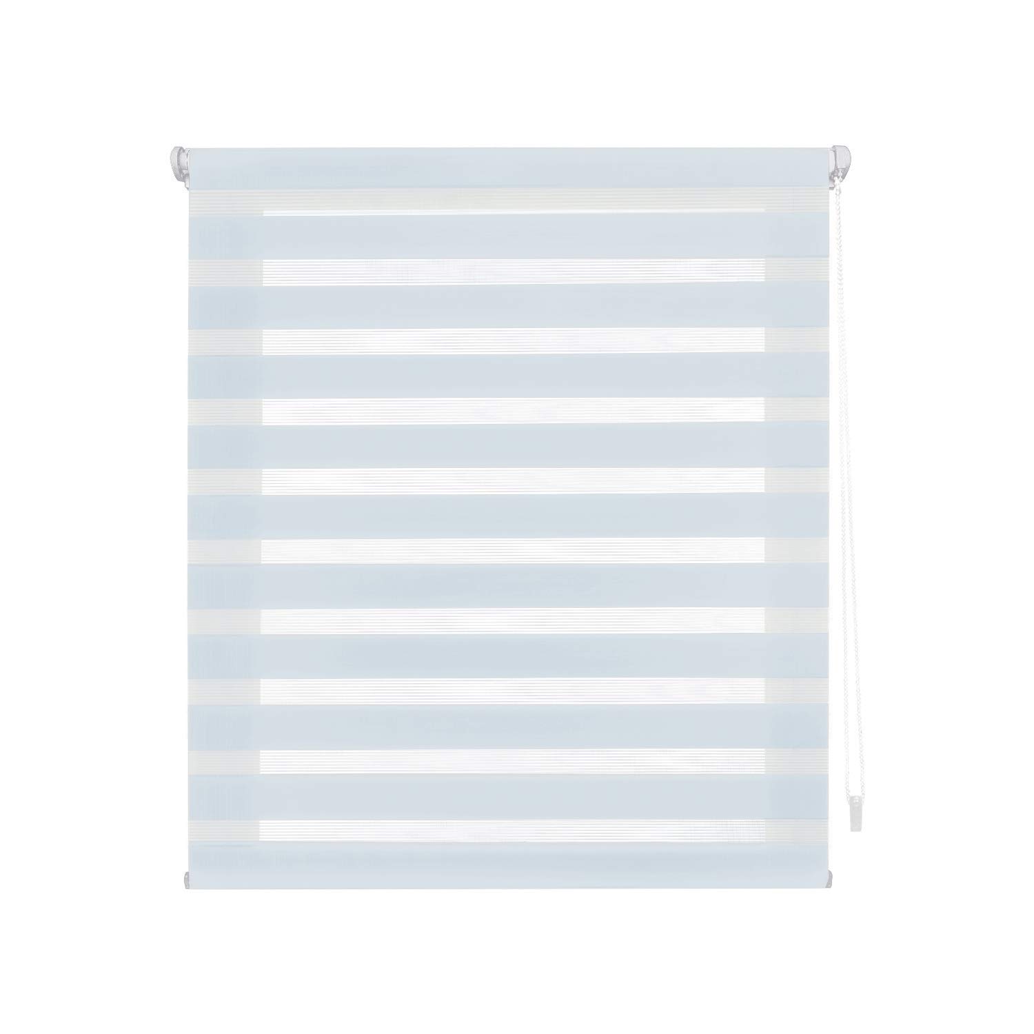 Decorblind | Double Layer Roller Blind, No Tools and No Drilling, Night and Day Light Blue – Size 140 x 180 cm Width x Length, Fabric 137 x 175 cm – for Windows