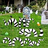 8pcs Halloween Sandworm Yard Signs Black and White Sandworm Decorative Garden Stakes Halloween yard stakes for Scary Spooky Outdoor Decor for Lawn Patio Garden Pathway Home