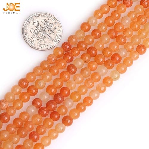 Miniatura 31 de JOE FOREMAN Cuentas de aventurina naranja para hacer joyas, piedras preciosas naturales semipreciosas de 0.394 in, redondas de 15 pulgadas