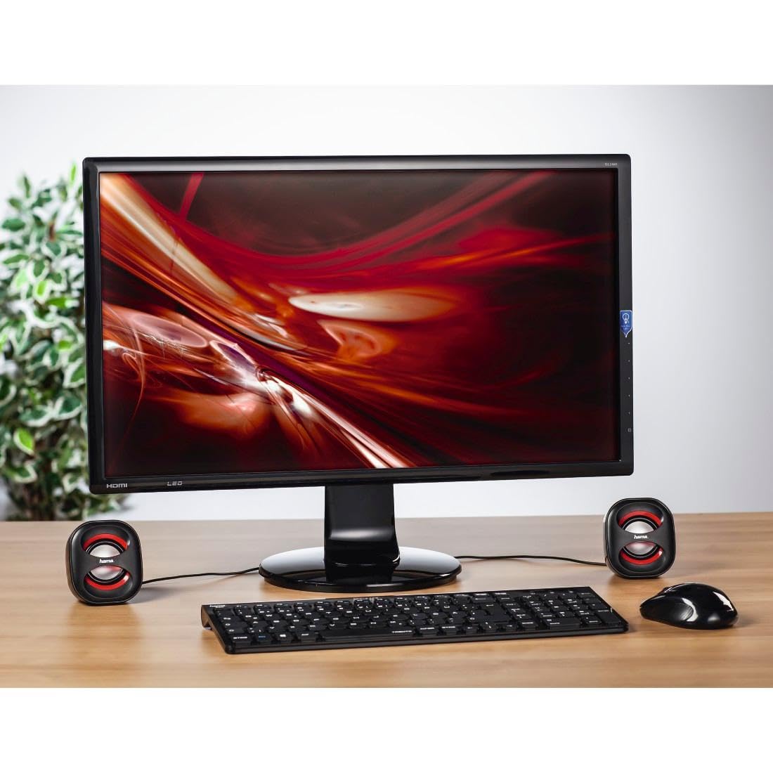 Hama Casse Sonic Mobil 183 per Notebook, RMS 2x1.6W, Connessione USB, Nero/Rosso