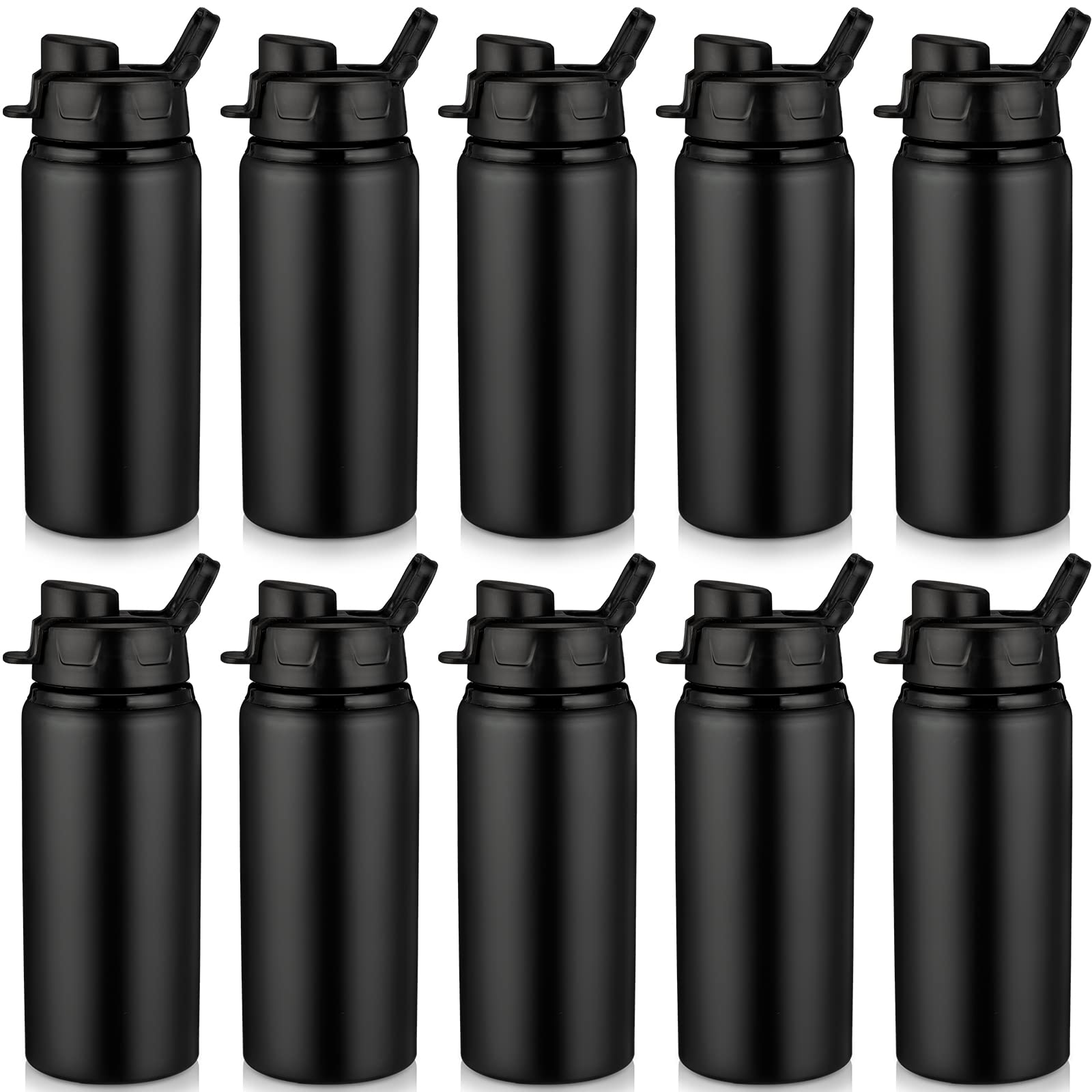 Shellwei10 Pcs Aluminum Water Bottle 17 oz Reusable Bottles with Snap Lids Metal Water Bottle Lightweight Portable Sports Water Bottle Leak Proof Travel Water Bottle for Gym Camping Hiking Fishing