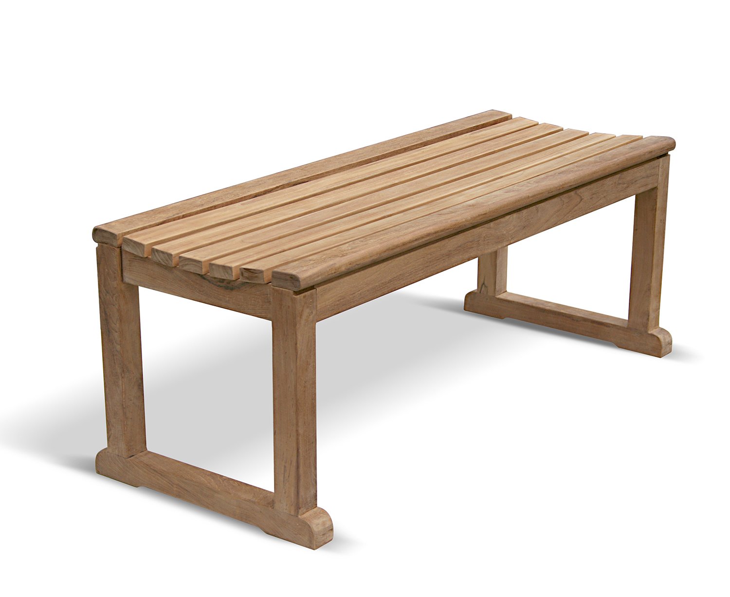 Jati Tavistock Teak 2 Seater FULLY ASSEMBLED Backless Garden Bench - 1.2m