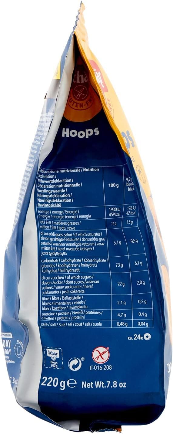 Italian Gourmet Schär Italian Gourmet Hoops biscotti senza glutine 12 x | Anelli dolci da inzuppo; glutenfrei, zart gebacken, ideale pausa per, Gesamtnettogewicht 2,4 kg + Kostenlos Polpa 400g