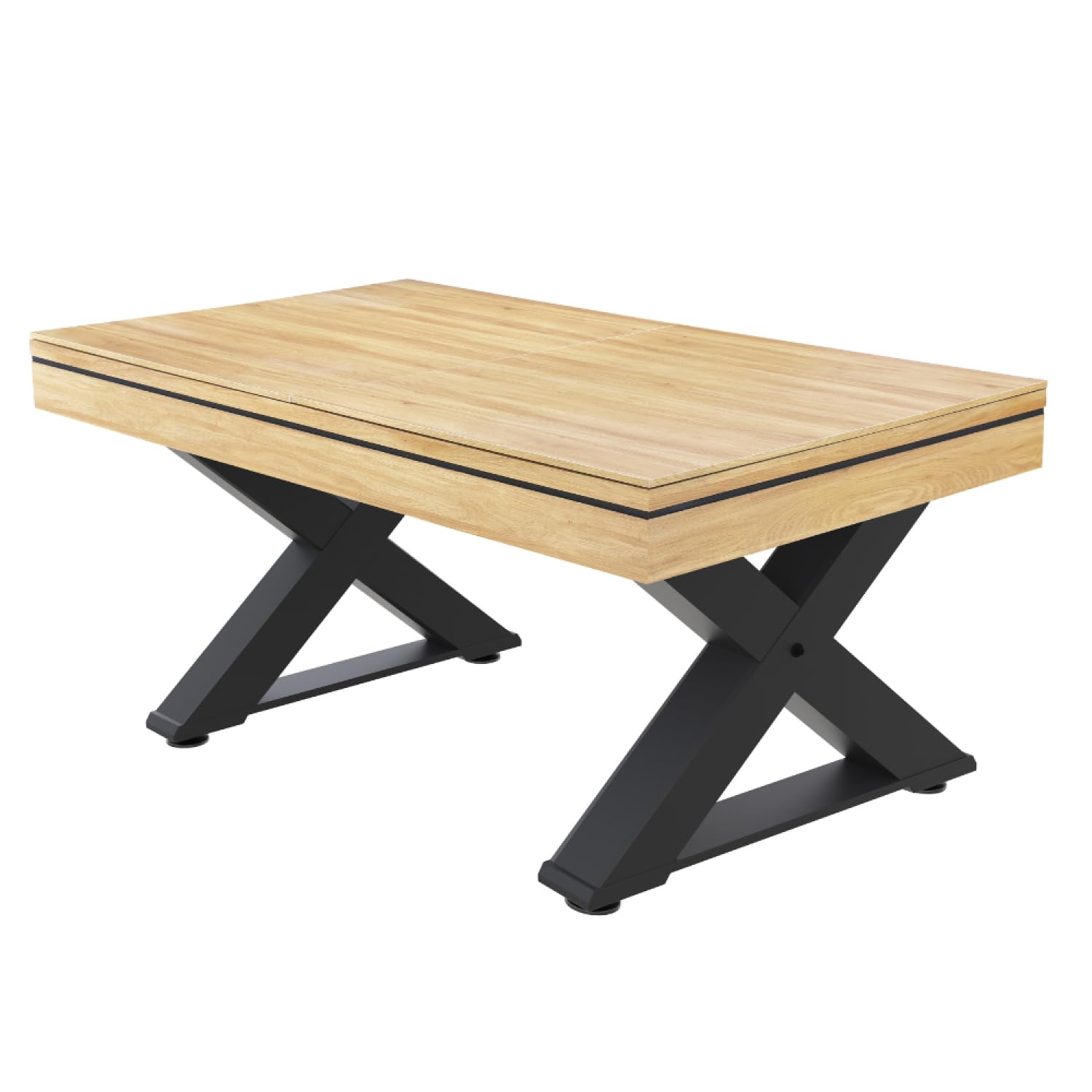 CONCEPT USINE | Table Multi-Jeux 3 en 1 Billard et Ping-Pong Texas + Accessoires | Design Moderne Bois Naturel | Table de Jeu ou Repas Salle à Manger | Matériaux de Qualité | en Famille ou Entre Amis