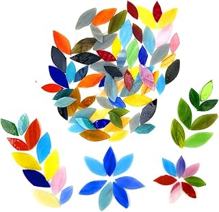 Azulejos de mosaico de pétalos de vidrio, 100 piezas de varios tamaños y colores, hojas de flores de vidrieras hechas a mano, decoraciones para el hogar, cocina, proyectos de mosaico de baño, fácil