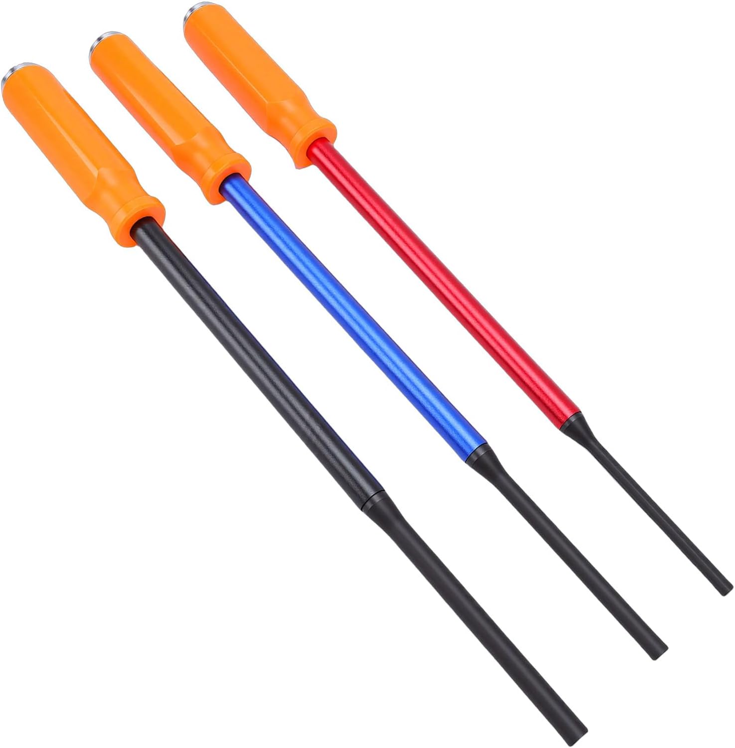 Long Pin Punch Set, 40cm Length with Ergonomic Handle and Strike Cap, 1/4in 5/16in 3/8in Punch Heads for Brake Caliper Pins Disassembly