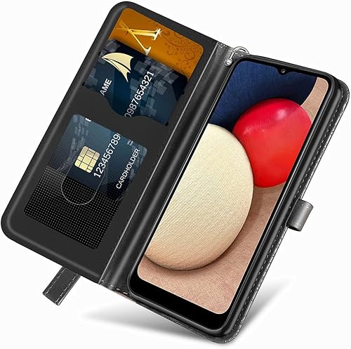 Miniatura 9 de Funda tipo cartera para Samsung Galaxy A03S, piel sintética de alta calidad con diseño de árbol en relieve, función atril, ranuras para tarjetas,