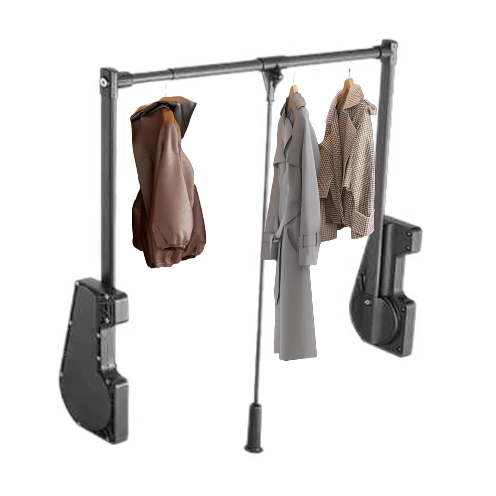 GTHTUHFD Pull Down Closet Rod With Damping Buffer, Side Mounted Adjustable Width For Retail Store Clothing Display Color 2-564-764mm