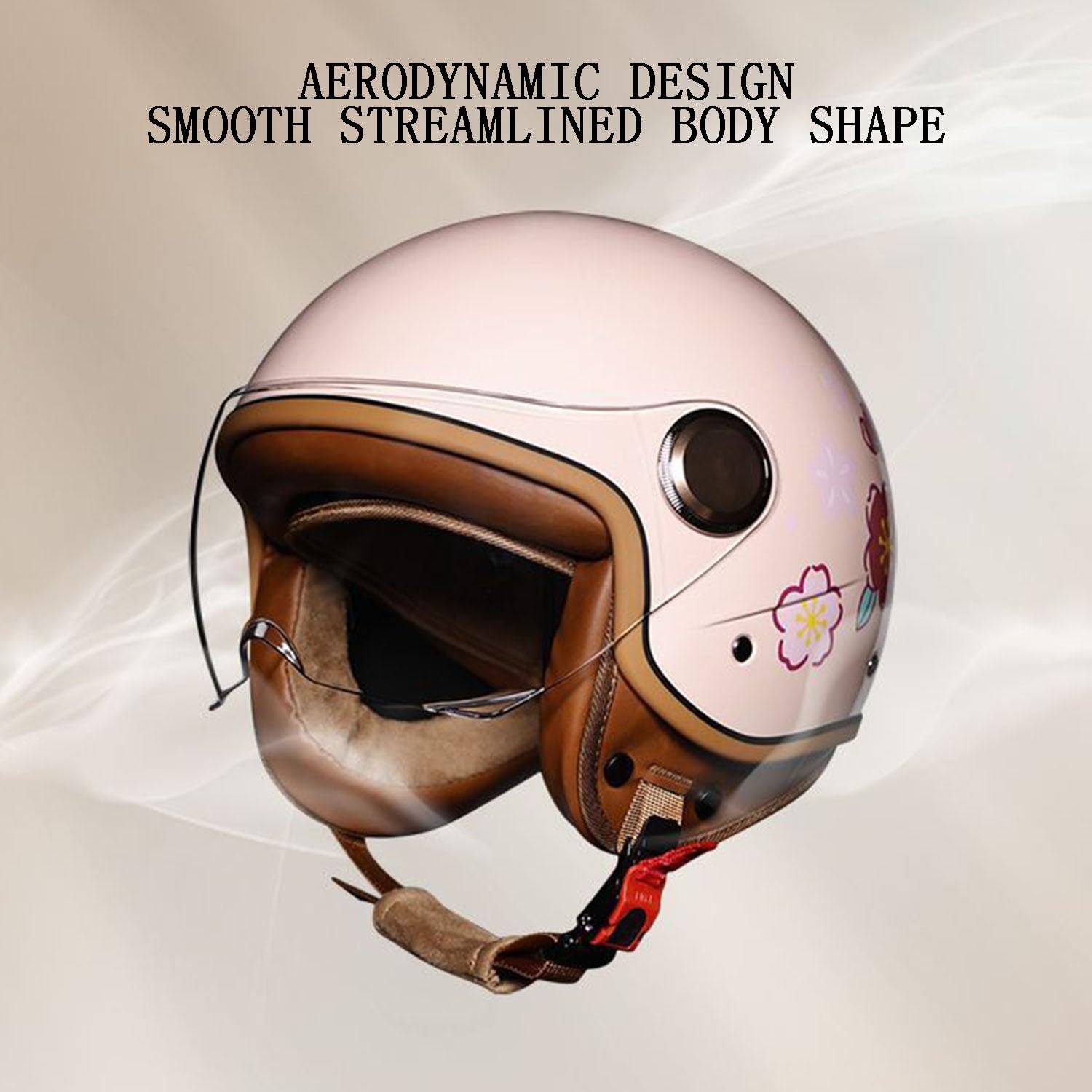 Rétro Casque Moto Ouvert Avec Bord Noir, Certifié ECE Dot Moto Casque Demi, Vintage Moto Casque 3/4, Femme Homme Casques Jet Ouvert Pour Scooter Cyclomoteur Cruiser ( Color