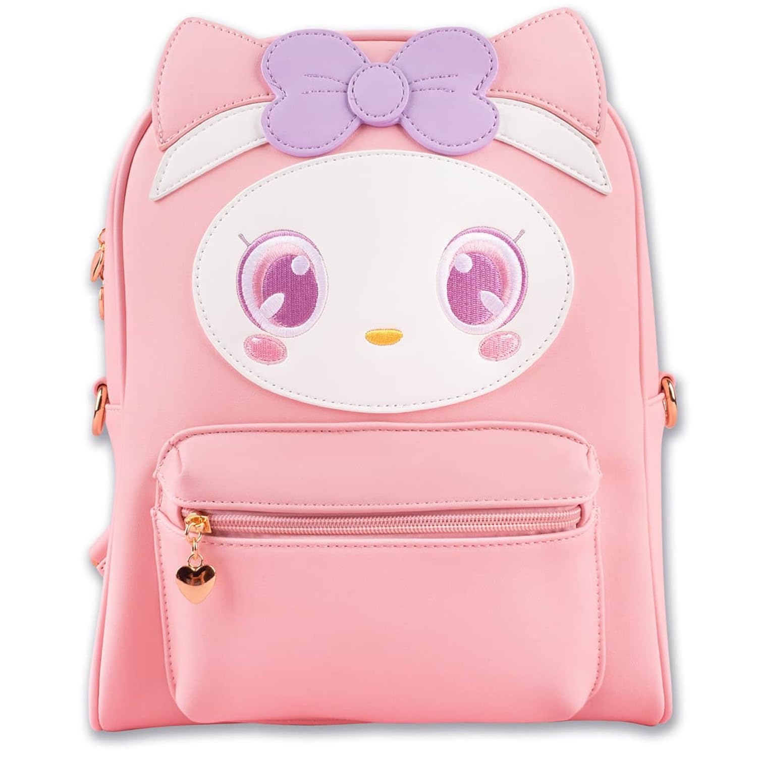 BelugaDesign Anime Cat Backpack | Kitty Cute Kawaii Cutecore Anime Bag | Large Pink Purple Pastel School Supplies for Kids Girls Teens Women | Y2K