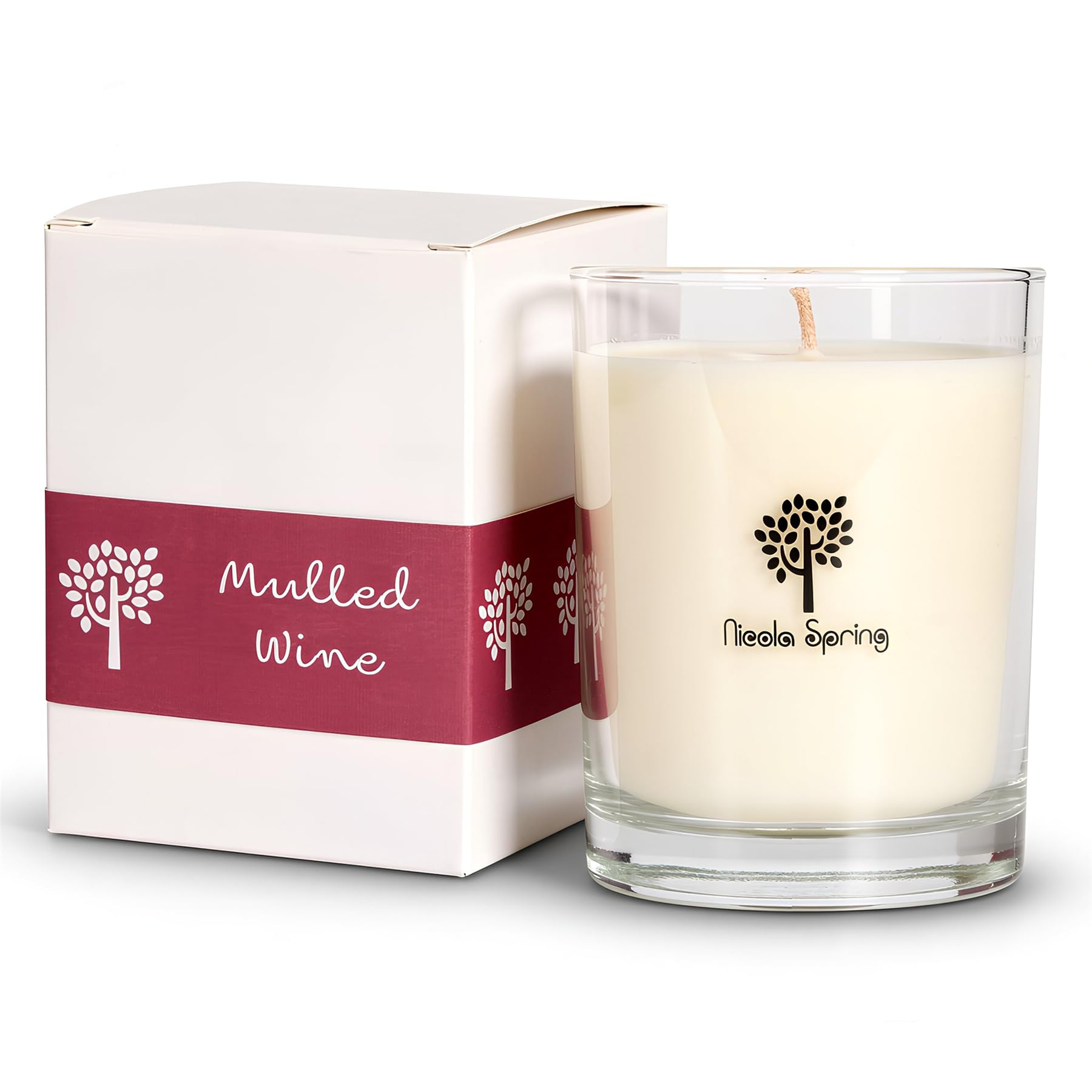 Nicola Spring Soy Wax Scented Candle 160g – Mulled Wine Fragrance - 28 Hour Burn Time Eco-Friendly Jar Candle for Relaxation, Aromatherapy, Luxury Gifting & Home Décor