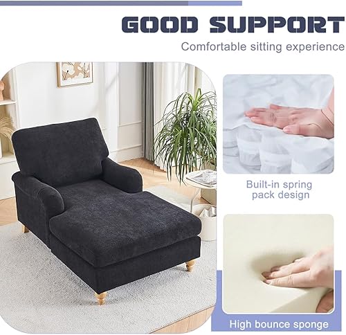 Miniatura 4 de Silla decorativa moderna Sherpa de 36.61 pulgadas de ancho con respaldo ajustable de 3 ángulos + 2 almohadas, sillón reclinable y otomano para sala