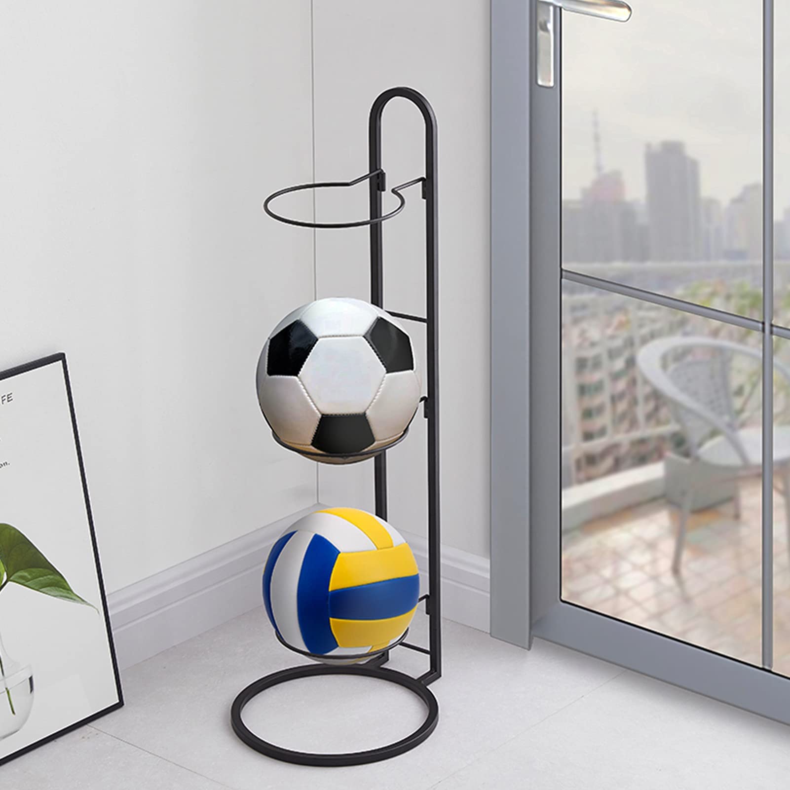Estante Vertical Para Balones De Metal - 5 Pisos, Soporte Para Fútbol, Baloncesto, Vóley, Desmontable Y Ahorra Espacio