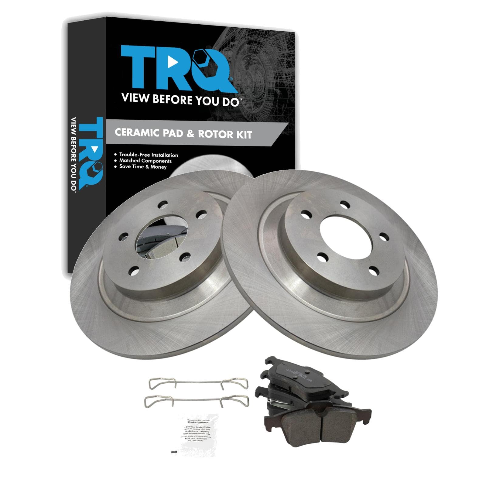 TRQ Rear Brake Pad and Rotor Set Ceramic Compatible with 2006-2006 Mazda 5