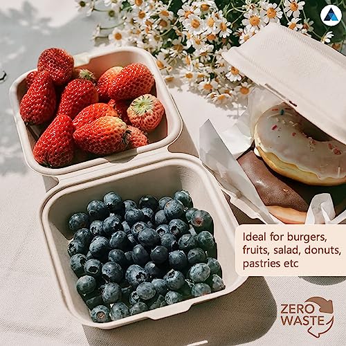 Nationwide Paper Pack of 200 Burger Boxes Takeaway Bagasse Sugarcane White Boxes Microwave and Freezer Safe, 6Inch(15cm) - Image 4