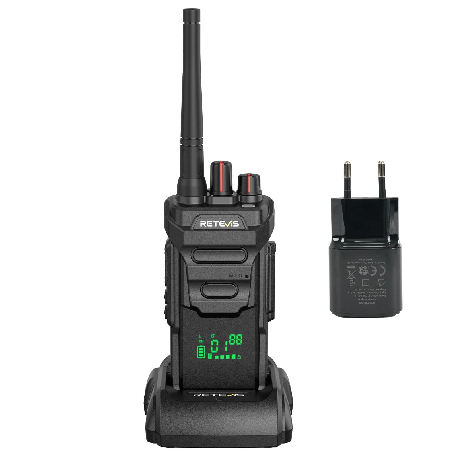 Retevis RT648H Walkie-Talkies für Erwachsene, PMR446 Funkgeräte IP67, 3-Fach Geschützt, Schnellladung, Integriertes Display, 1500 mAh, Robustes 2-Wege-Radio für Unternehmen, Bauwesen (1 Packung)