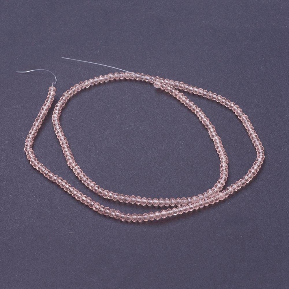 Perlin Czech Crystal Glass Beads, CZ Bohemian Faceted Rondelle Glass Beads, 3 x 2 mm, Glass Cut Beads, Pack of 50 (Pink) - Image 4