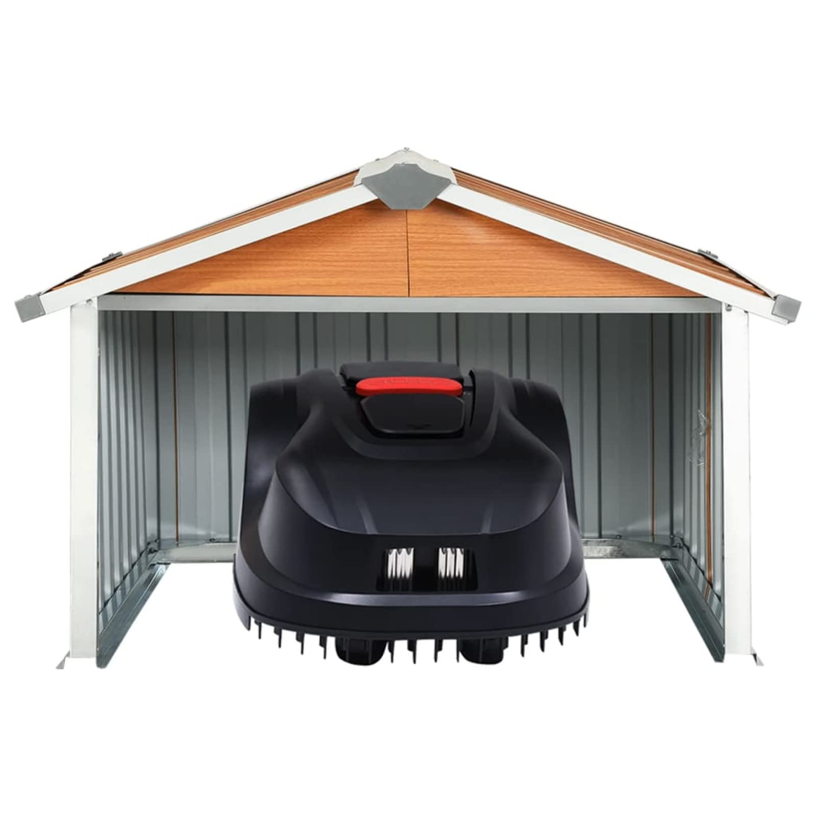 Tidyard Garage -Garaje para Robot Cortacésped Cobertizo para cortacésped Acero galvanizado marrón 92x97x63 cm,Caseta de Jardín Metal Cobertizo Jardin Exterior Cobertizos de Almacenamiento