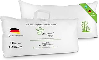 Kopfkissen 40x80 cm I Bambus Kissen mit Oeko-TEX Bezug aus Bambus & Baumwolle I weich gefüllt, waschbar, hautfreundlich & allergikergeeignet I nachhaltig & plastikfrei verpackt