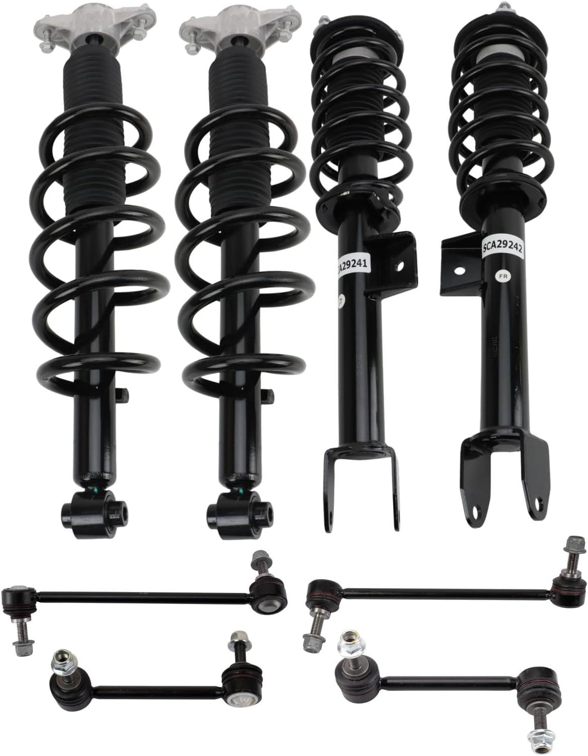 Front and Rear Suspension Kit Complete Strut & Coil Spring Assembly Shock Absorber Sway Bar Stabilizer Link Compatible with 2017-2022 Tesla 3