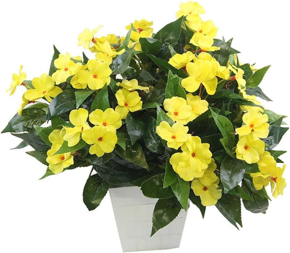 Miniatura 5 de Worldoor Ramo de flores artificiales de 7 ramas, patio, césped, jardín, boda, decoración de fotos (amarillo)