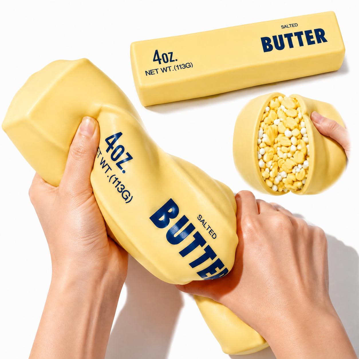 Giant Crunchy Butter Squishy, 25cm Jumbo Big Butters Squeeze Stress Balls, Realistic Bead Filled Crunchy Squishies Stress Ball, Cute Squeeze Sensory Fidget for Adults Office Anxiety Relief (#C)