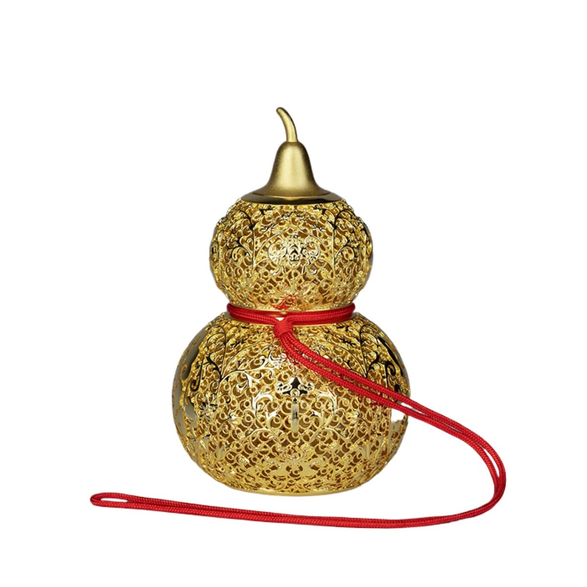 AOTTSD Hollow Brass Gourd Sculpture Filigree Gold-Plated Copper Gourd feng Shui Good Luck Home Decoration Exquisite Handmade Hollow Gourd Statue Desktop Ornaments
