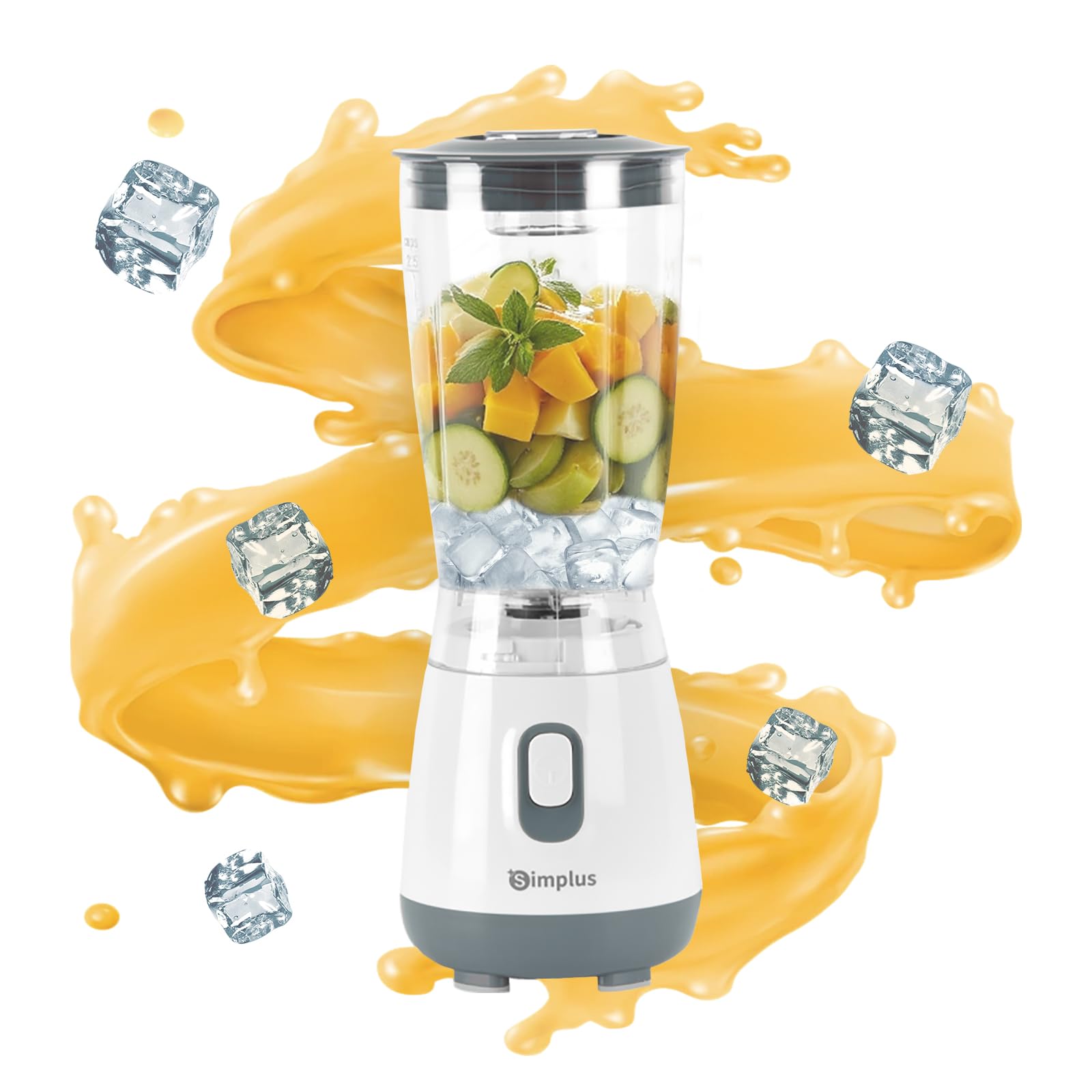 SIMPLUS Blender Mixeur, 600ml Mini Blender, Blinder Mixeur avec 4 Lames Acier Inoxydable, 23000RPM, Extracteur de Jus Électrique pour Fruits, Shake, Smoothie et Aliments pour Bébés, Sans BPA, Blanc
