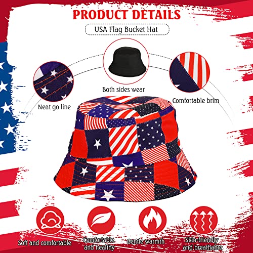 Image of Zhanmai 4 Pcs 4th of July USA Bucket Hat American Flag Patriotic Hats for Women Men 2026 Soccer Tournament Party Hat