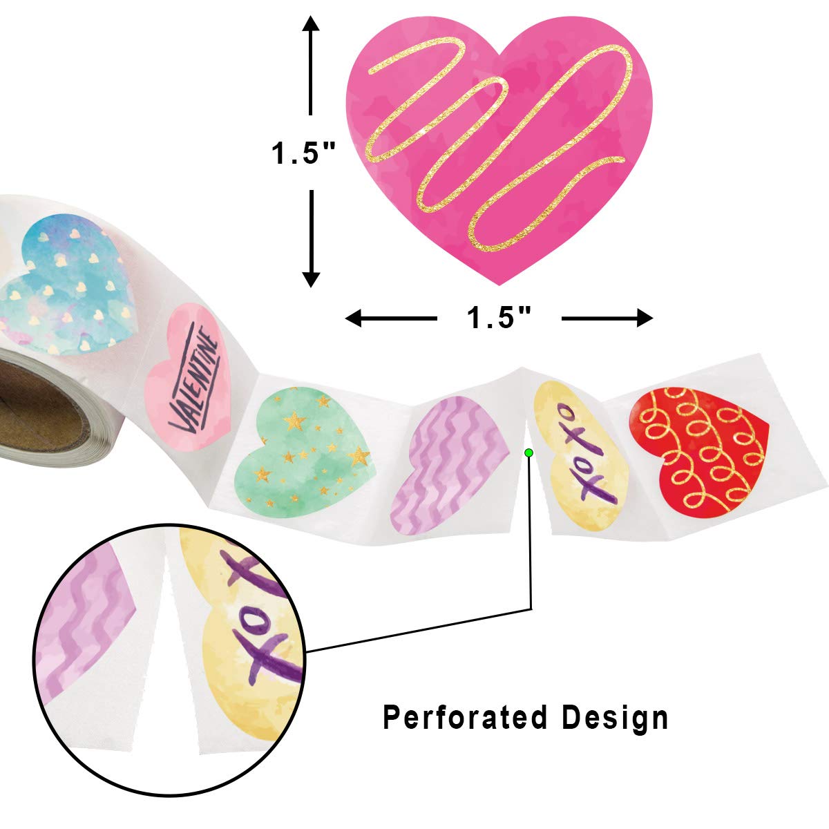 50pcs Valentine's Day Watercolor Heart Stickers