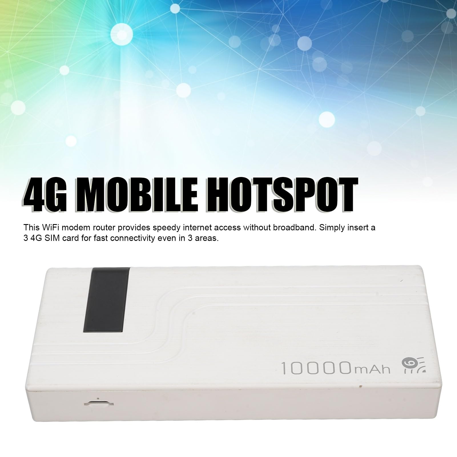 Point d'accès Mobile, routeur Wi-FI Portable 4G LTE 300 Mbit/s, 10 utilisateurs, Emplacement pour Carte SIM, Batterie intégrée de 10 000 mAh, routeur Internet pour l'extérieur