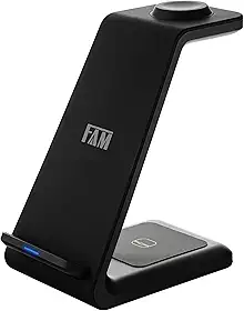 Carregador Triplo Indução 20W FCA QW27 – Carregador sem Fio Rápido para iPhone, Samsung, iWatch e AirPods – Base de Carregamento 3 em 1