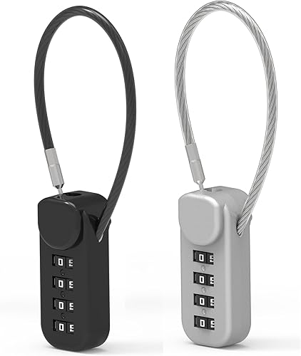 Miniatura 1 de Cerradura de combinación pequeña para equipaje, cerradura de cable con código, combinación de candado de 4 dígitos, para maleta, casillero de