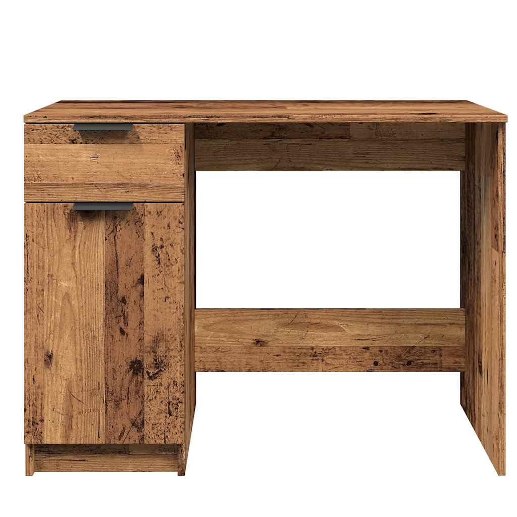Schreibtisch Altholz-Optik 100x50x75 cm Holzwerkstoff mit Schublade und Fächern für Büroorganisation, minimalistisches Design, robust und stabil mit Wandhalterung