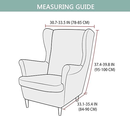 Miniatura 6 de Funda elástica para sofá con respaldo de ala, 2 piezas, elegante funda para sillón para sala de estar, boda, fiesta, 2