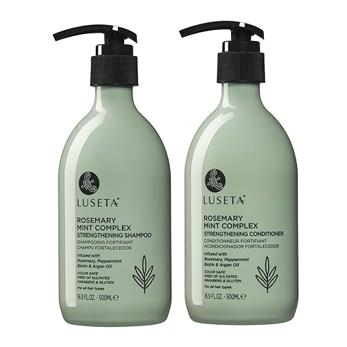 L LUSETA - Champú y acondicionador fortalecedor de menta y romero que proporciona nutrición y suavidad para cabello fino, reduce el encrespamiento y disponible en Yaxa Costa Rica