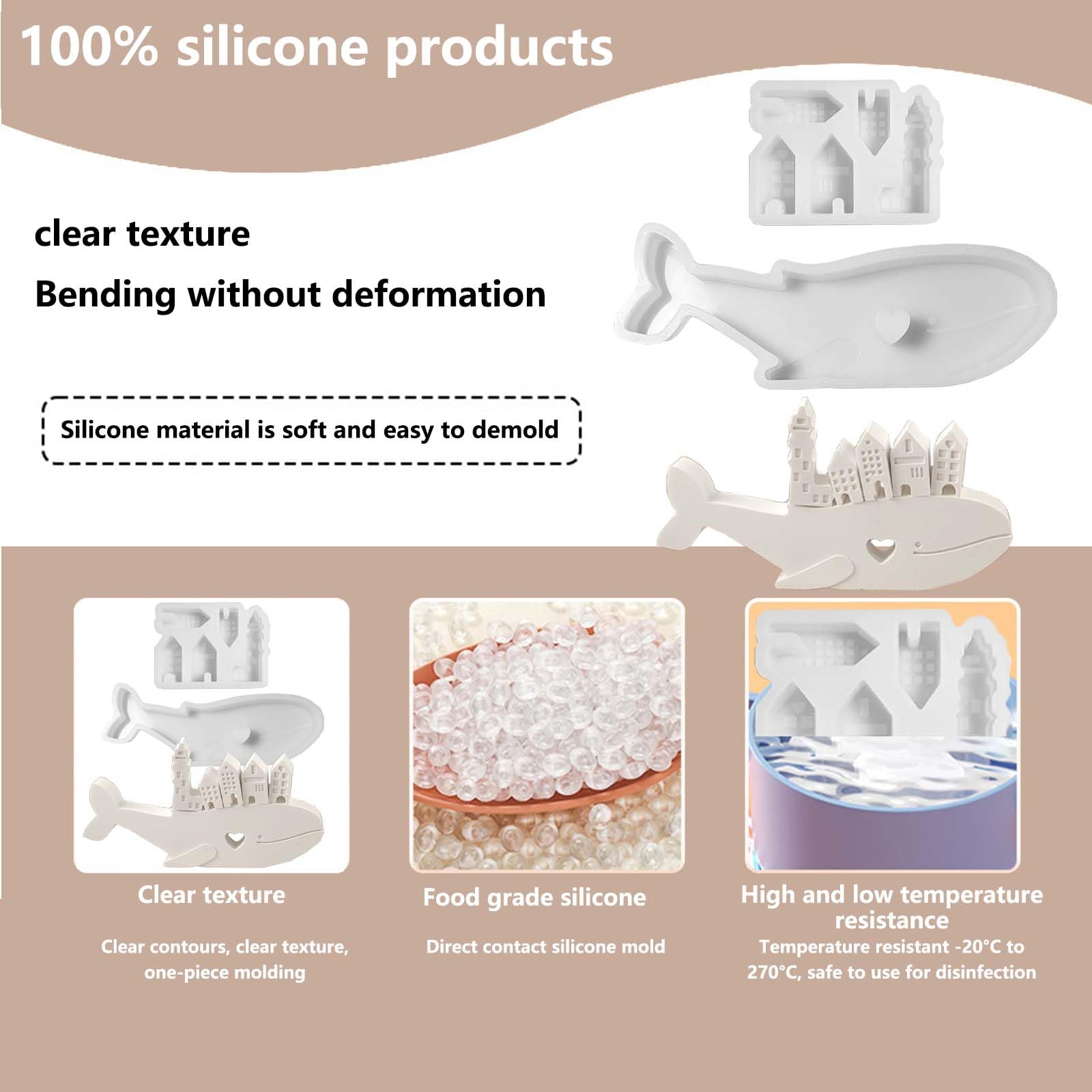 TREABEAR 5 stampi in silicone per case, balene, cuore, pesce, estate, stampini