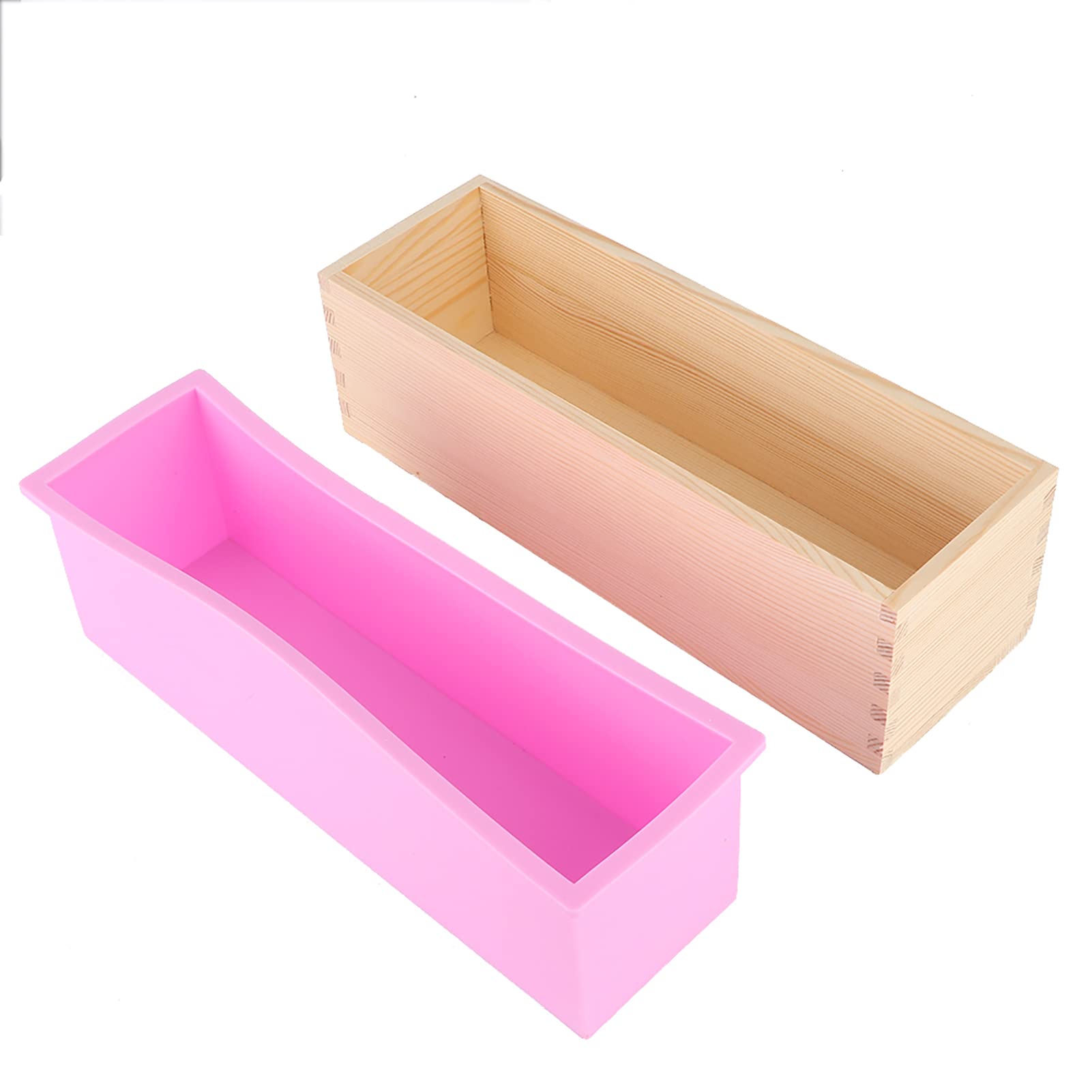 Wszechstronna Forma do Mydła 1200ml Forma do Bochenka Wielokrotnego Użytku, nóż do Mydła z Zestawem Skal, Różowy materiał Silikonowy do Samodzielnego Robienia Mydła