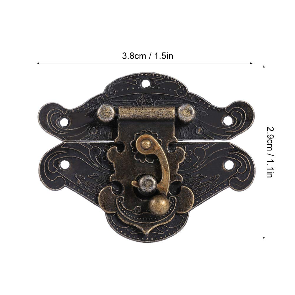 Serratura Antica con Chiusura a Scatto, Fermaglio con Viti per Contenitore di Gioielli in Legno, Bronzo, 38 * 29mm