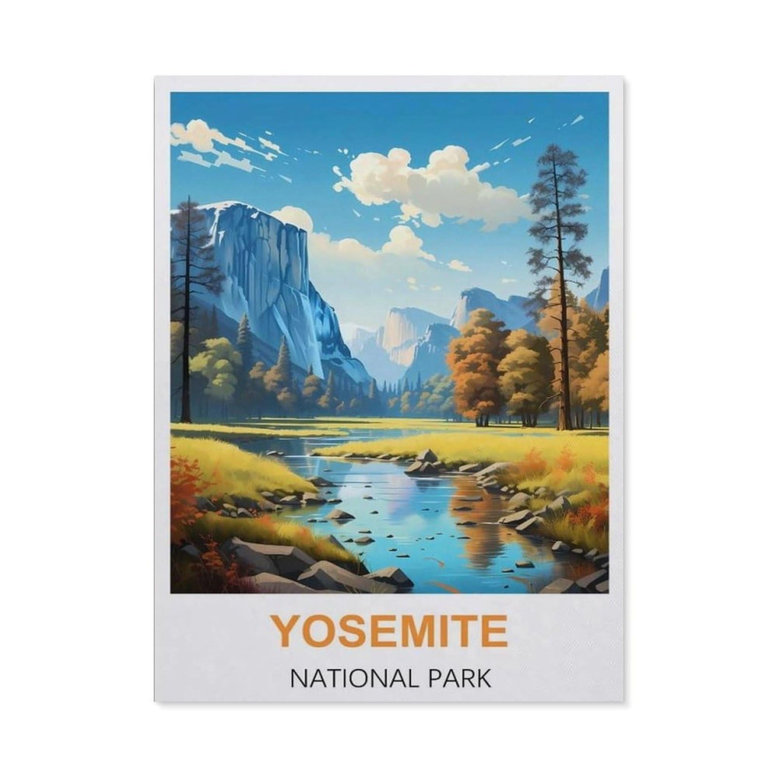 BEAYODKP Diamond Painting，Yosemite National Park Vintage Travel Poster，Diamond Painting Art Embroidery Cross Stitch Pictures Gift Wall Decoration（30 x 40 cm/11.81 x 15.74 inches）-BZ36