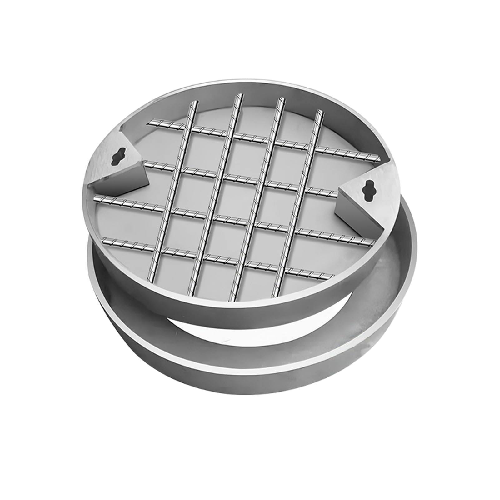 GJMSSMY Heavy-Duty Round Septic Tank Cover with Hook, Metal Manhole Cover and Frame, Outdoor Drain Cover for Driveways and Sinks (50CM/19.6IN)